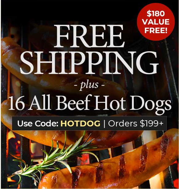 Receive 16 FREE Hot Dogs Plus FREE Standard Shipping on $199+ Use Code:HOTDOG