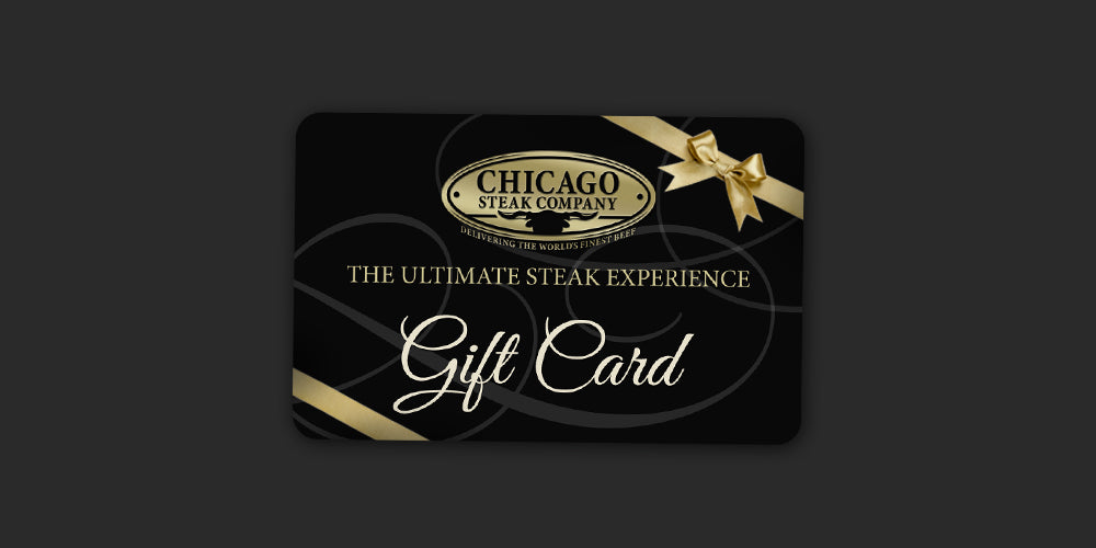 Chicago Steak Company gift card with a black background