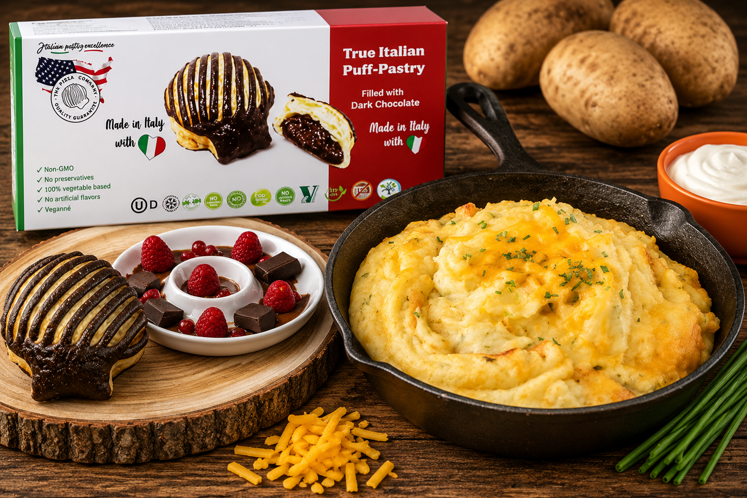 Potato Casserole & Chocolate Pastries