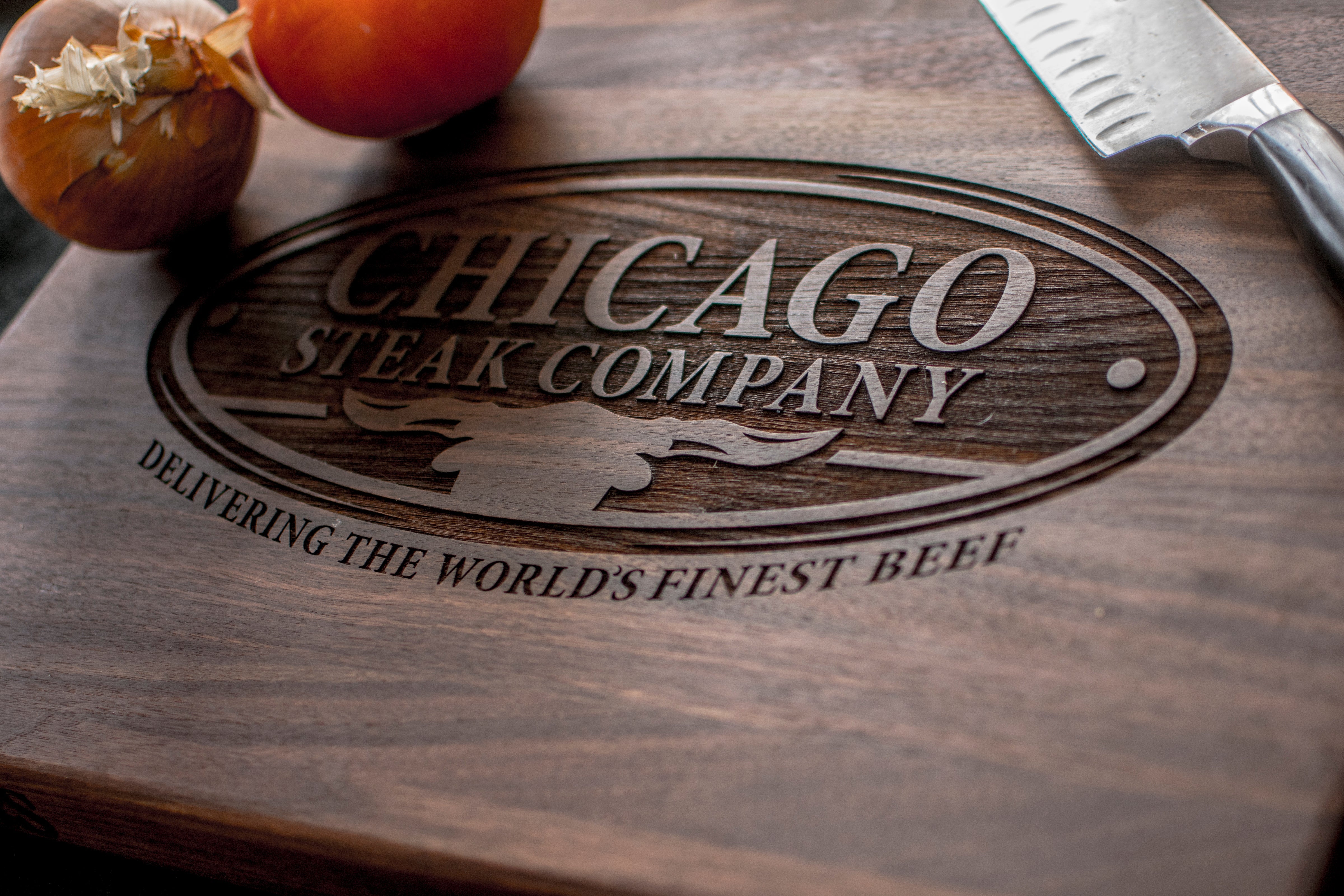 Chicago Steak Company Engraved Walnut Cutting Board