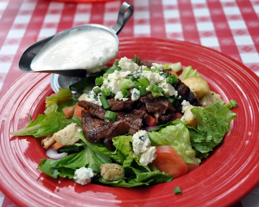 Crispy Angus Beef Flat Iron Steak and Blue Cheese Salad