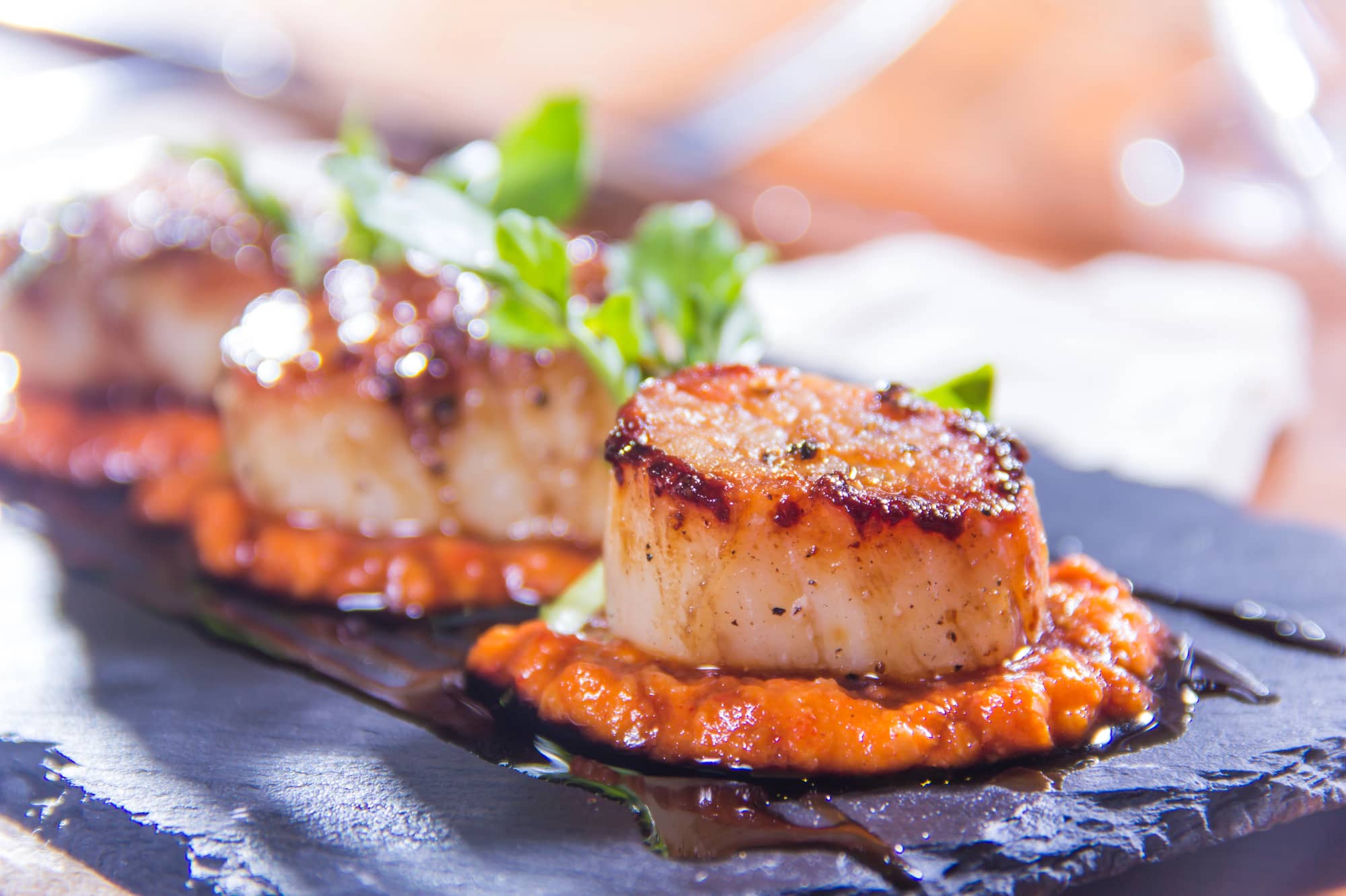 scallops served on a platter