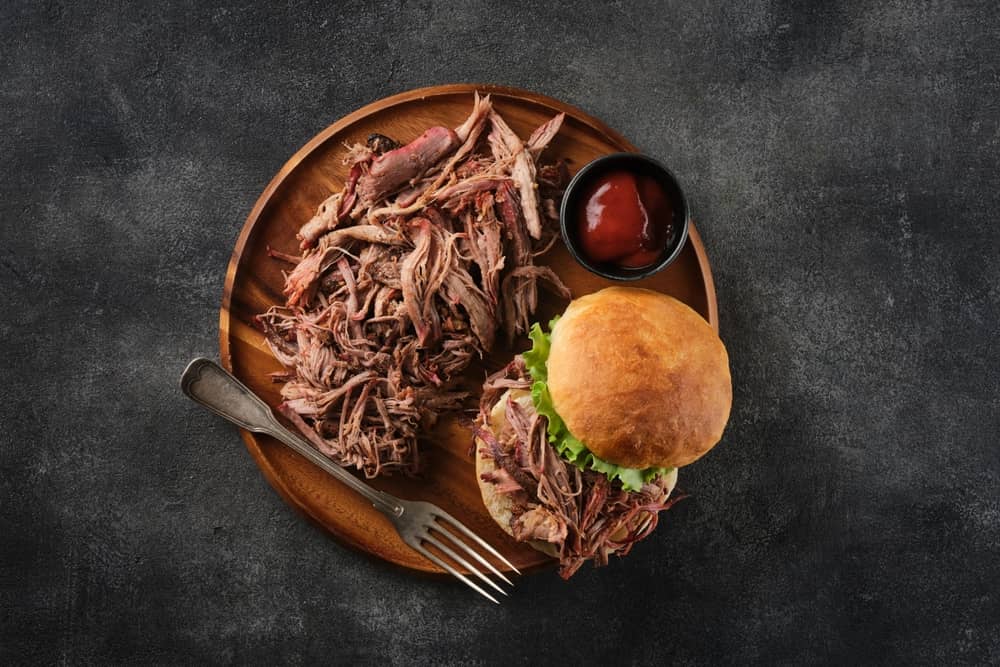 cooked pulled pork sandwich