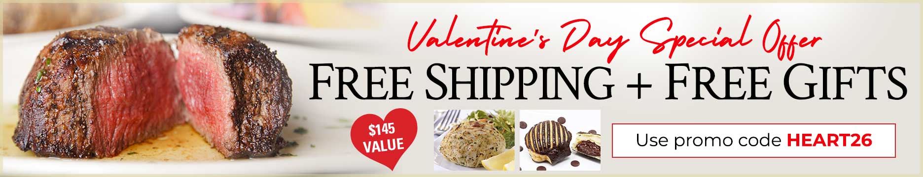 Use Code: HEART26 to receive 6 FREE Dark Chocolate Pastries, 2 FREE Maryland Crab Cakes, & FREE Standard Shipping on $199+