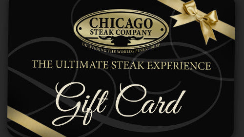 Chicago Steak Company gift card with a black background