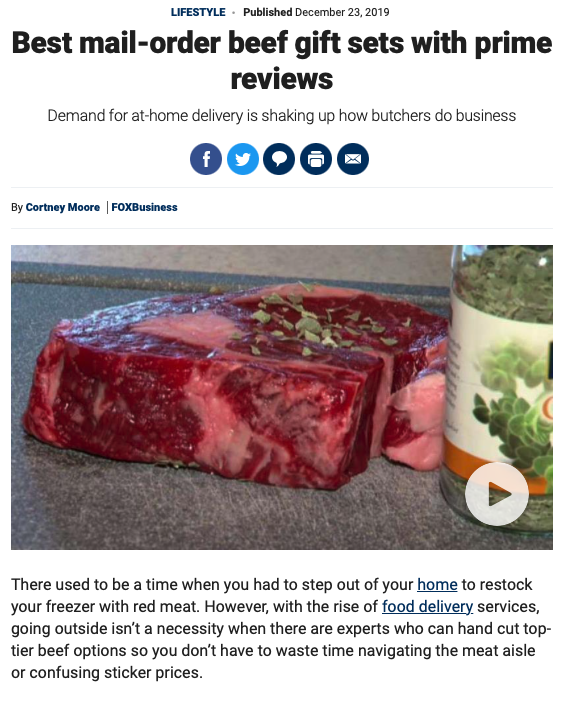 Beef gift set with a can of vegetables on a gray surface, displayed in a news article.