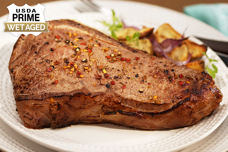 USDA Prime Wet Aged Bone-In Strip Steaks