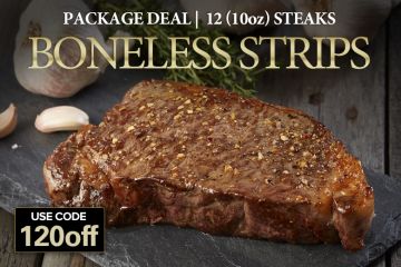 12 (10oz) Premium Angus Beef Boneless Strips