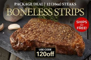 12 (10oz) Premium Angus Beef Boneless Strips