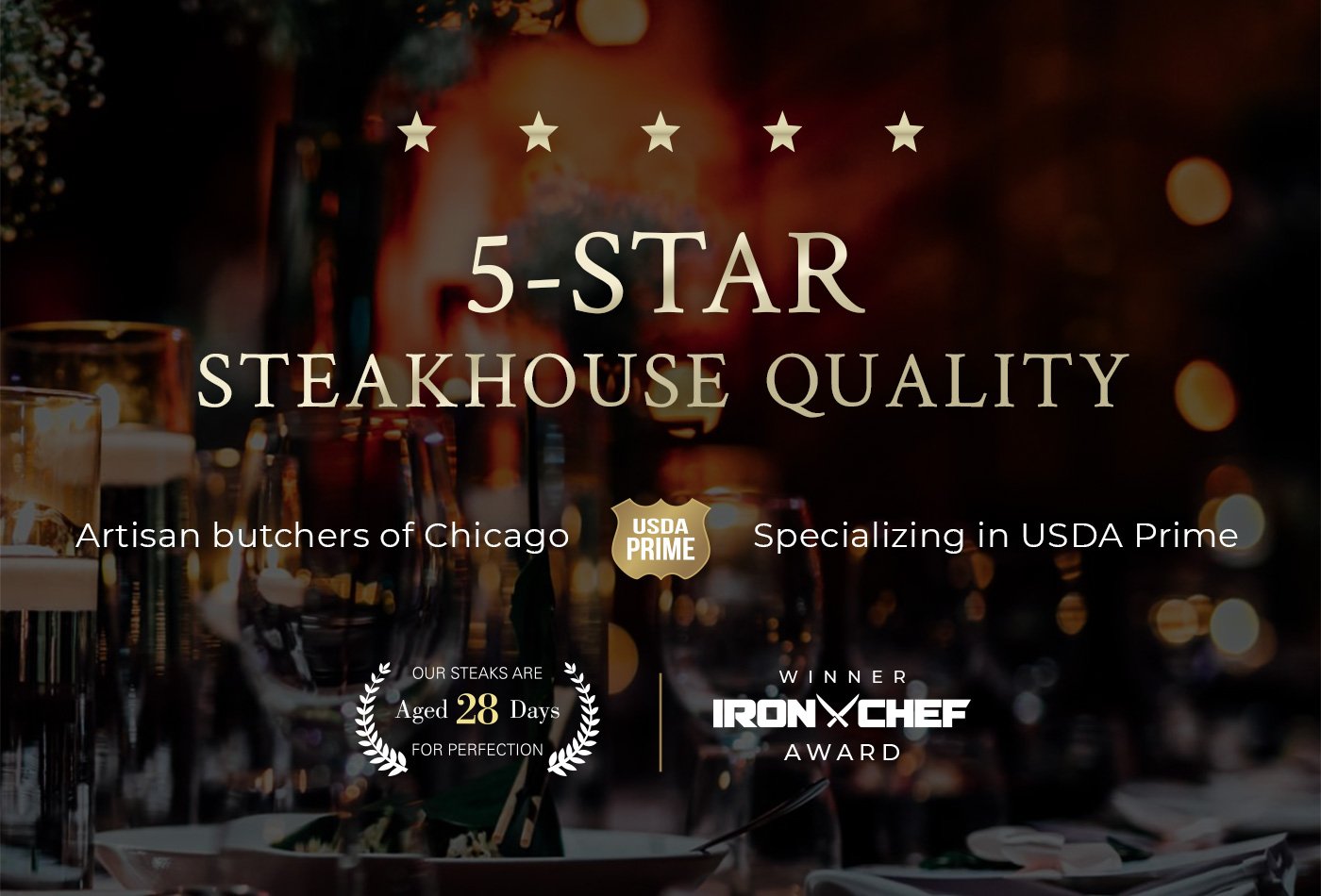 5-Star Steakhouse Quality | Artisan butchers of Chicago Specializing in USDA Prime | Iron Chef Award | Steaks Aged 28 Days