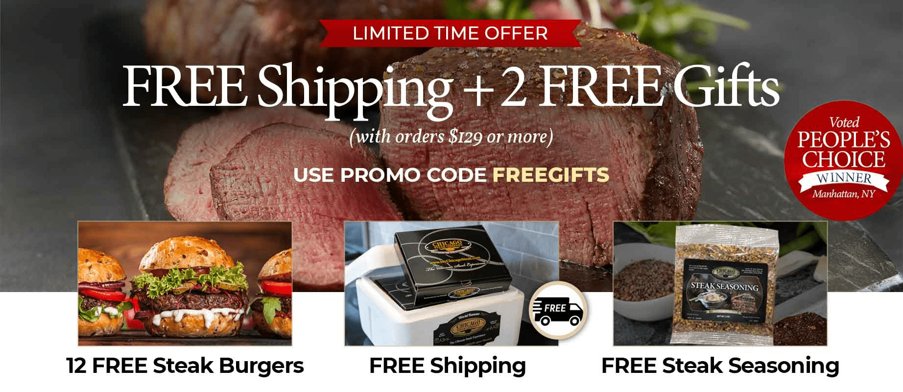 Your kitchen is about to become a 5-star steakhouse. Free Shipping + 2 Free Gifts (includes 12 burgers) Shop Now