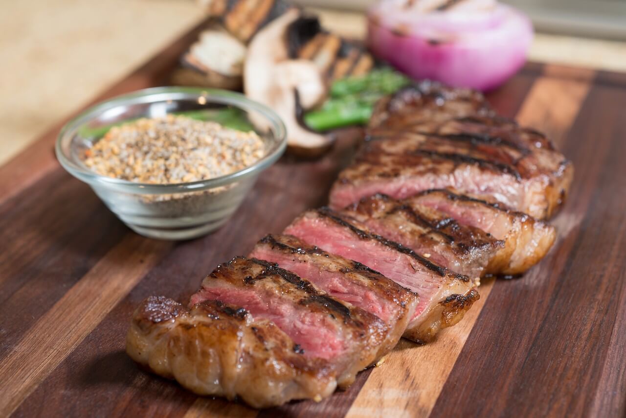 grilled medium rare steak