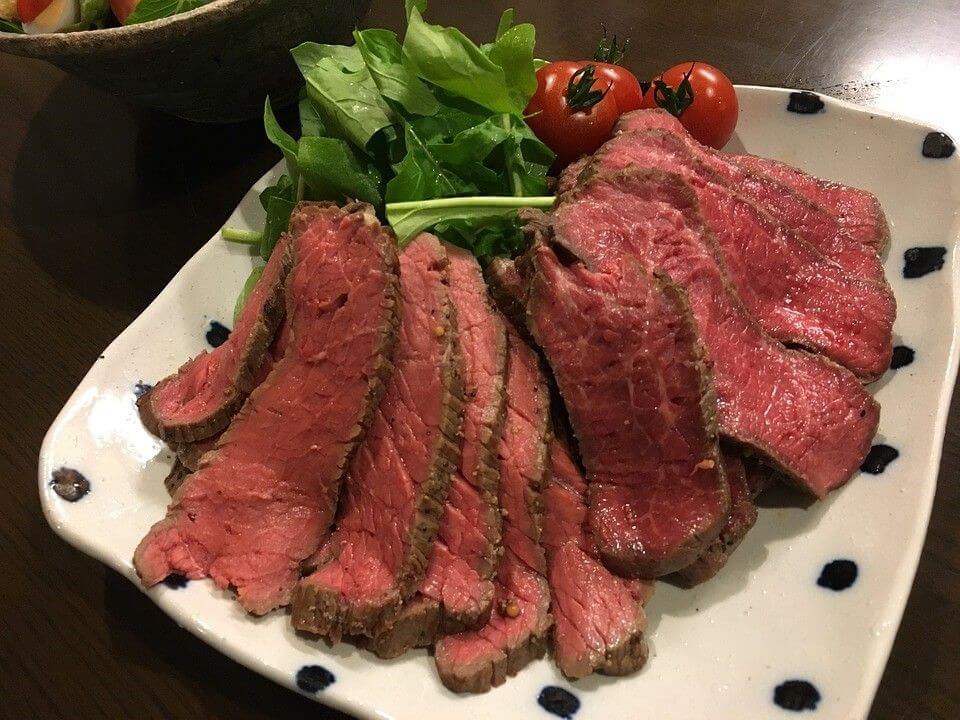 wagyu beef cooked, sliced and ready to eat