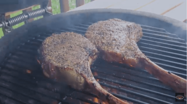 tomahawk steaks on the grill