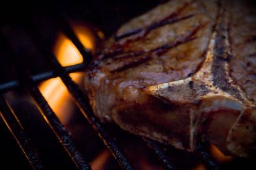 t-bone steak on the grill
