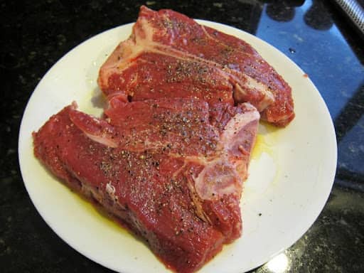 ready to pan sear porterhouse steak