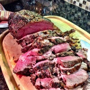 sliced cooked ribeye roast