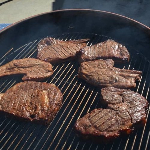 tbone steak on a smoker