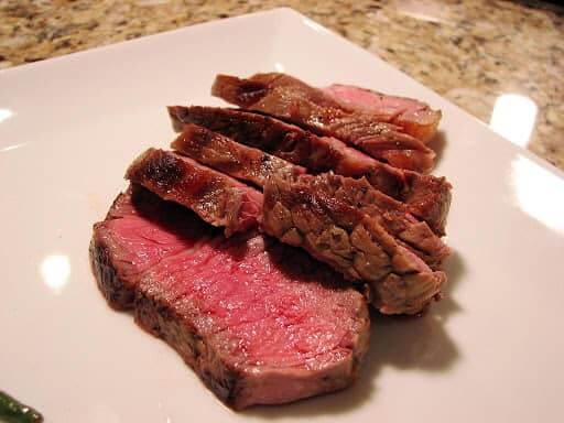 cooked new york strip steak ready to eat