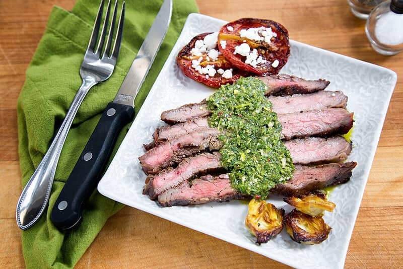 Pan-Seared Flank Steak with Herb Sauce