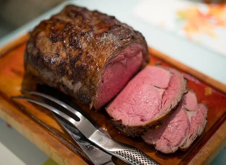 cooked and sliced prime rib roast