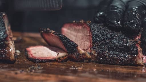 bbq cooked corned beef brisket sliced and ready to eat