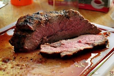 cooked and sliced tri tip steak