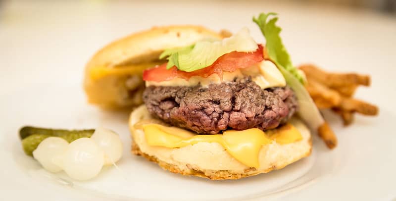 ready to eat hamburger steak with bun cheese tomato