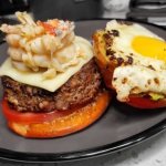 surf and turf burger with fried egg