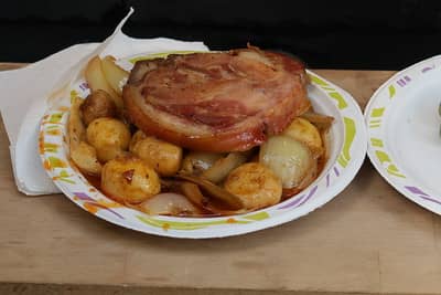 fried pork steak served with potatoes