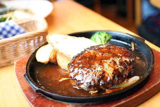 cooked japanese hamburger steak ready to eat