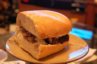 prime rib sandwich served on plate