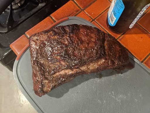 cooked tri tip steak reverse seared ready to eat