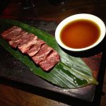 wagyu beef served with sauce
