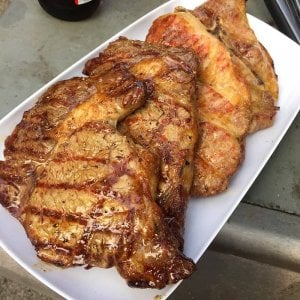 oven cooked pork steaks ready to eat