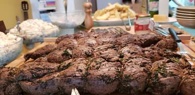 seasoned roast beef ready to cook