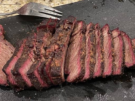 smoked and sliced chuck roast ready to eat