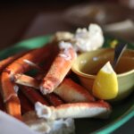 steamed crab legs served with butter