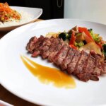 hibachi steak served on platter