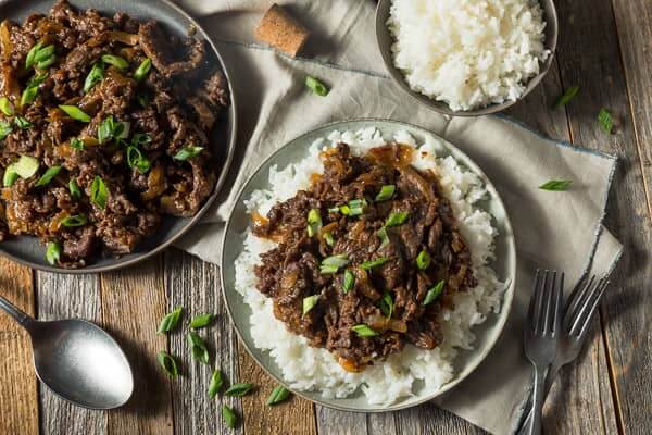 korean beef bulgogi with rice