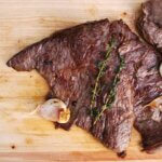 pan seared skirt steak ready to eat