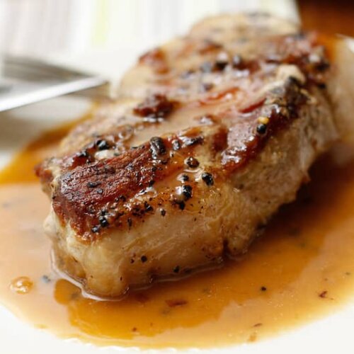 maple glazed pork chops ready to eat