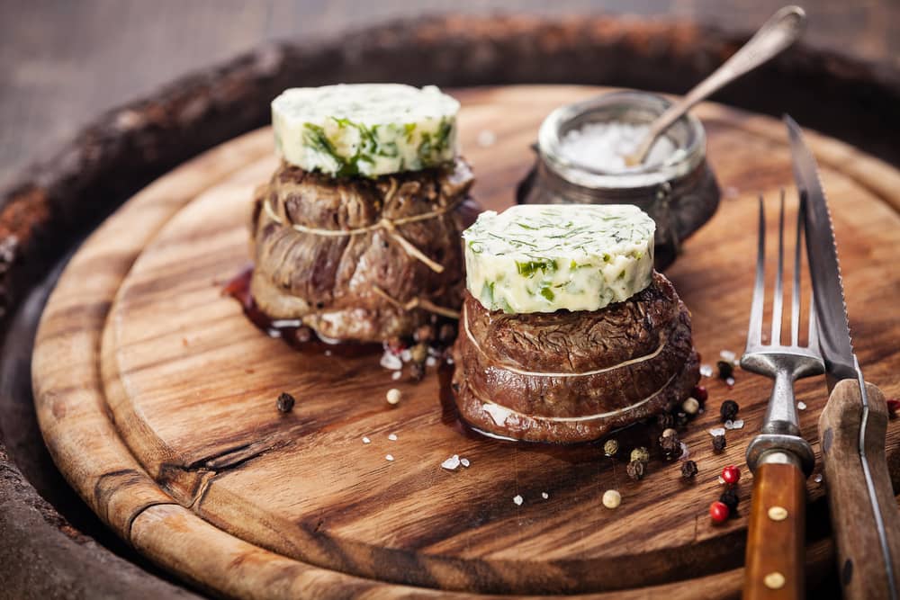 broiled filet mignon with garlic herb butter