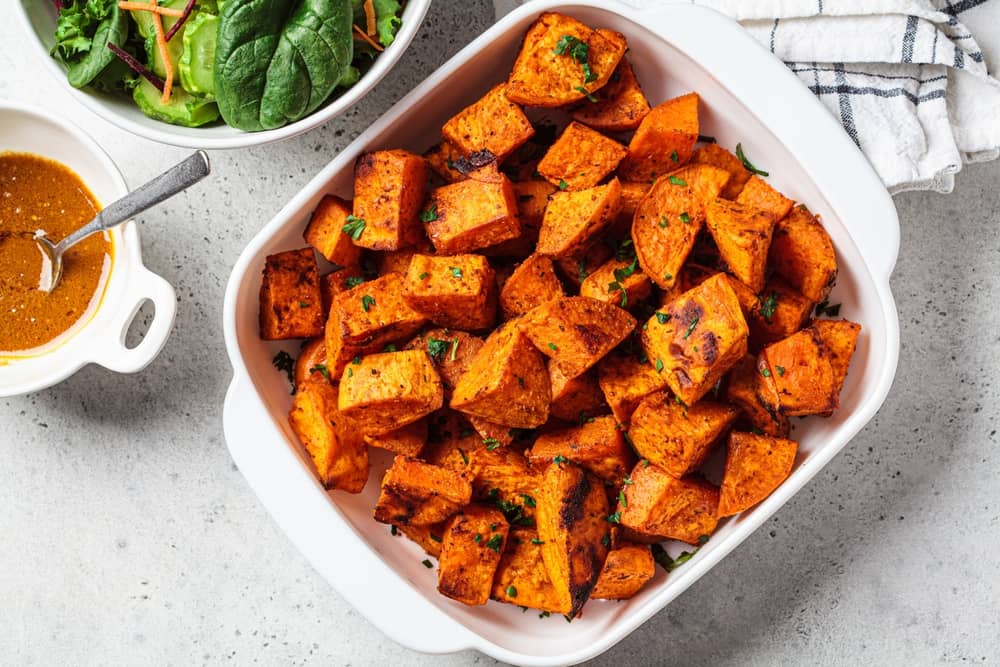 sweet potato fries and garden salad