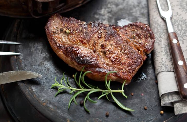 cooked pork steak