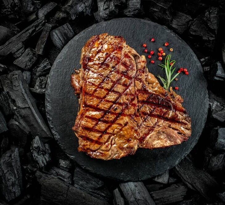 oven cooked t bone steak