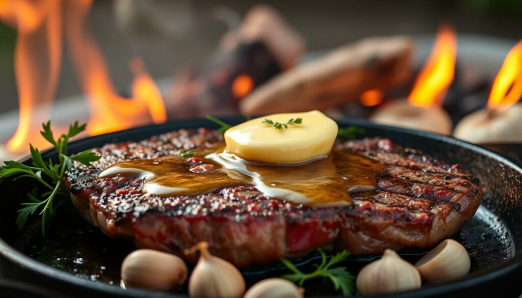 cooking steak with cowboy butter