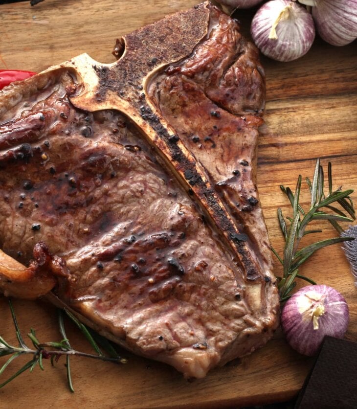 broiled t-bone steak