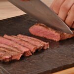 slicing london broil steak