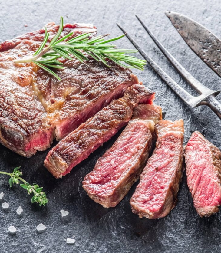 cooked ribeye steak